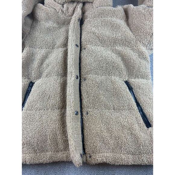 Sanctuary Sherpa Hooded Puffer Jacket Size M Teddy Bear Coat Faux Fur Tan - Picture 12 of 12
